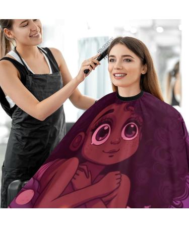 African American Black Girl Purple Barber Cape - Professional Hair Cutting Salon Apron Water Stain Resistant Anti-Static 56.7 66.9 Inch - Buy Online on GoSupps.com