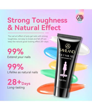 Shop Saviland Poly GEL Nail Colors - 20 Bright Rainbow Shades for DIY Nail Art | Perfect Nail Extension Gel Kit for Girls - Buy Online on GoSupps.com