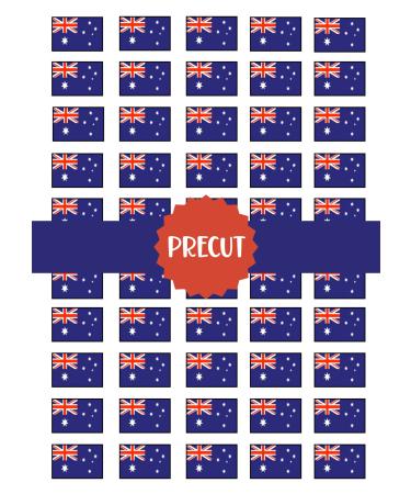 48 PRECUT Australian Flag Edible Mini Cupcake Toppers Edible Mini Cupcake Toppers - Premium Thickness SWEETENED Vanilla - Wafer Card disc Cake Decorations