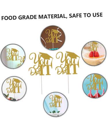 TOPBATHY Birthday Cake Toppers 10pcs 2021 Graduation Cake Arrangement Food Socket Paper Cake Topper Golden 13x13.5cm - Buy Online on GoSupps.com