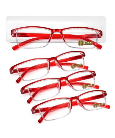 LUFF 4Pcs Anti-Blue Ray Reading Glasses Portable Ultralight Readers 2.0X 4pack-red