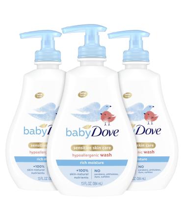 Baby Dove Baby Wash and Shampoo Baby Bath Products for Baby's Delicate Skin Rich Moisture Washes Away Bacteria, Tear-Free and Hypoallergenic, 13 Fl Oz (Pack of 3)