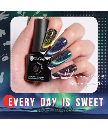 UR SUGAR Cat Magnetic Eye Gel Nail Polish Kit - 6 Reflective Glitter Colours for Sparkling Diamond Effects - Soak Off Gel Manicure Set - Buy Online on GoSupps.com