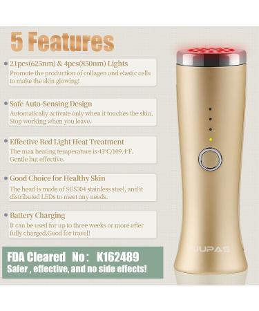 UUPAS Red LED Infrared Light Therapy Skin Tightening Wand - FDA Cleared Facial Massager for Anti-Aging and Skin Rejuvenation - Buy Online on GoSupps.com