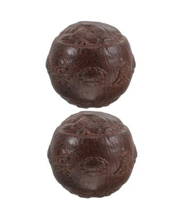 Fomiyes 1 pair of wood hand massage balls toy Hand exercise wooden balls Stress reduction gymnastics ball foot sports ceramic tiles relaxation ball eagle wood sticky sofa walnut wood ball