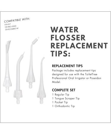 ToiletTree Products 4 Pack Replacement Tips - Professional Rechargeable Oral Irrigator | High Capacity Water Tank - 2nd Gen - Buy Online on GoSupps.com