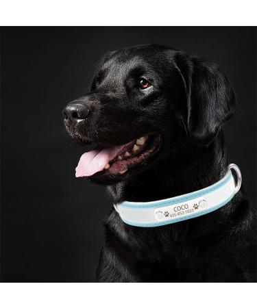 Senristar Personalized Reflective Dog Collar & Leash Set - Custom Engraved Dog Tape with Name Tag for Small Medium & Large Dogs & Cats (1.5 cm Width 25-32 cm Neck) - Blue - Buy Online on GoSupps.com