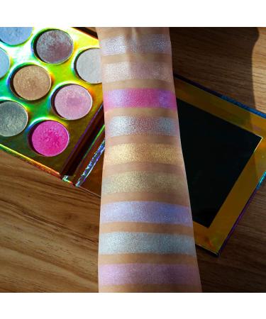 UCANBE Kaleidoscope Holographic Highlighter Makeup Palette - 9 Color Polarized Shimmer Illuminating Glow Set - Buy Online on GoSupps.com