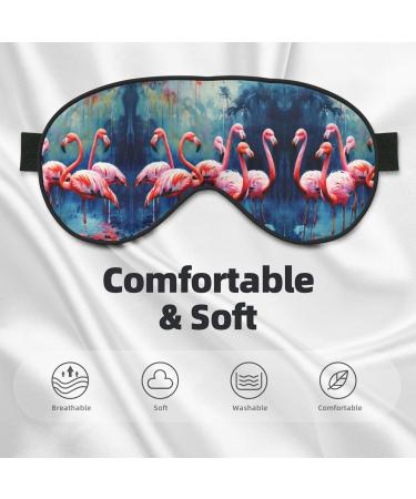 Many Flamingoes Painting Print Eye Mask - Soft Comfortable Light-Blocking Sleep Mask | Unisex Travel Essential - Buy Online on GoSupps.com