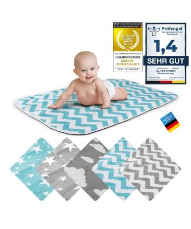 Wrapping pad baby diaper pad baby wrap ceiling pad for infants and toddlers Breathable washable reusable 50 x 70 cm (zigzag blue)