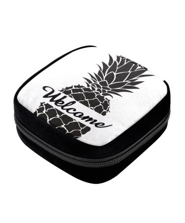 GIAPB Period Bag Sanitary Napkin Storage Bag Pad Holder for Period Makeup Pouch Black Welcome Pineapple Color1827