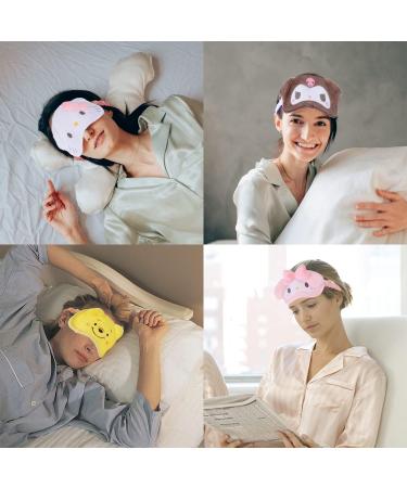 Cartoon Sleep Eye Mask - Pink Kitty & Stitch Lilo Face - Soft Faux Fur - Kids Blindfolds Set of 4 - Buy Online on GoSupps.com