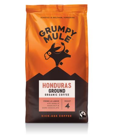 Grumpy Mule Organic Honduras Fuerza La Labor Ground Coffee with Roasted Nut Caramel Dark Chocolate Flavors 227g