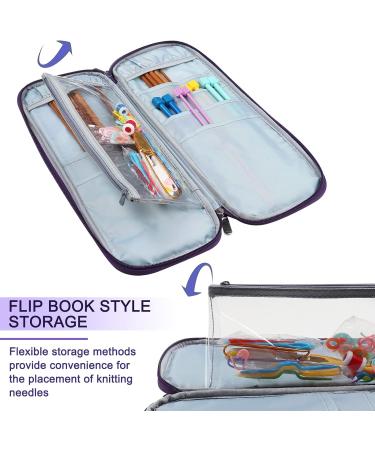 Coopay Knitting Needles Case - Organizer for Straight Needles, Tunisian Hooks, DPNs & Accessories - Elegant Purple - Up to 14 - Buy Online on GoSupps.com