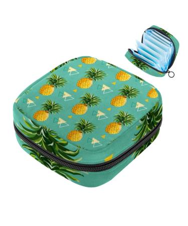 Sweet storage bag for women's bandages motif: fruits pineapple green large menstrual cup pocket with zipper periodic inserts bags panty liners tampons for girls and women multicolored 03