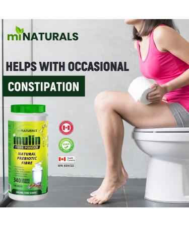 Pure Inulin Fiber Powder Natural Prebiotic Fibre Supplement Clear and Taste Free Increases good bacteria Made from Chicory Root - 106 DOSES - 340 grams - by miNATURALS - Buy Online on GoSupps.com