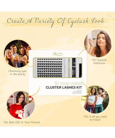 DIY Eyelash Extensions Kit QUEWEL 144 Pcs Lash Clusters Eyelash Clusters Golden Tweezer Cluster Lashes Bond and Seal Waterproof Clusters Lash Glue Remover for DIY Lash Extensions (QU-RR-DH-01) 1 Count (Pack of 1) DIY Lash Extensions Kit-RR01 - Buy Online on GoSupps.com