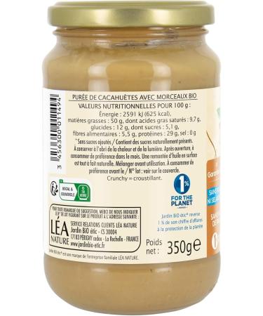 Jardin BiO tic - Pure Organic Crunchy Peanut Butter - 100% Peanut - Certified Organic AB - No Addition of Salt Sugar or Palm Oil - 350g Jar - Buy Online on GoSupps.com
