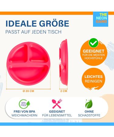 Buy Neon Gang Sustainable Baby Plates with Lids - 100% BPA Free Silicone Toddler Suction Plates - LFGB Certified - Pink Neon - 2 Sets - Buy Online on GoSupps.com