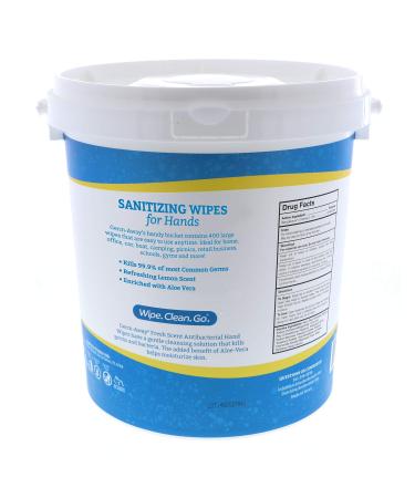 Germ-Away Antibacterial Hand Wipes | Compostable Cloth Bucket | Lemon Scent | 400 Count Pack - 1 Bucket - Buy Online on GoSupps.com