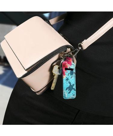 Tropical Flower Turtle Lip Balm Holder Keychain - Chapstick Tracker & Safeguard - Buy Online on GoSupps.com