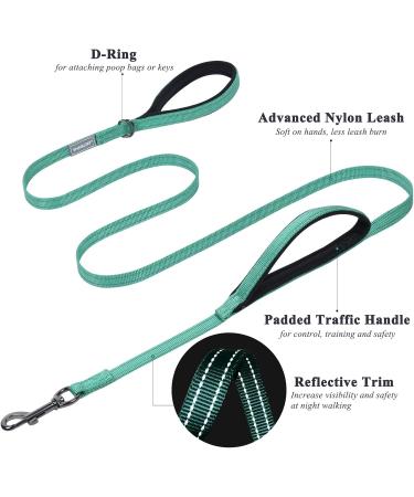 Vivaglory Traffic Handle Dog Leash - Reflective Padded Strong Metal Hook - 1.8m Turquoise Training Line for Dogs - Buy Online on GoSupps.com