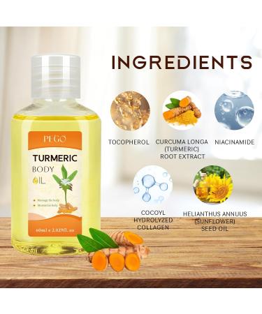 PEGO Turmeric Body Oil for Adults,Deep Moisturizing Massage Oil,Multi-Use for Face, Leg, Body, Hair Care, Foot & Buttock, Natural Turmeric Infused for Dry Skin Reliefs (2Pack) 2.03 Fl Oz (Pack of 2) - Buy Online on GoSupps.com