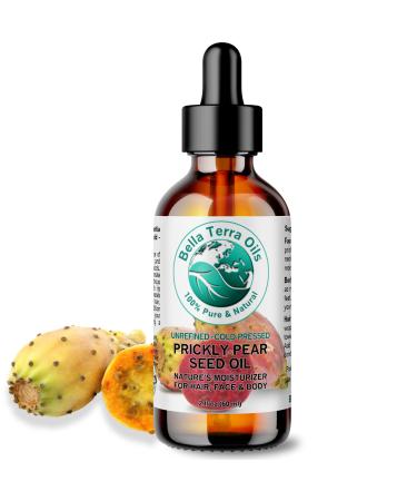 Bella Terra Oils - Prickly Pear Seed Oil 2 oz - Cold-Pressed Excellence Packed with Vitamin E Linoleic Acid and Betalains A Luxurious Touch for the Face 2 Fl Oz (Pack of 1)