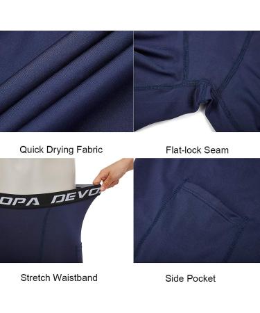 DEVOROPA Youth Boys' Compression Shorts 2-Pack, Black/Navy, Large | Performance Athletic Base Layers with Side Pockets - Training Underwear - Buy Online on GoSupps.com