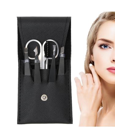 Eyebrow Kit for Women Grooming - with Bag Brow Scissors Professional Eyebrow Grooming Kit 6 | Eyebrow Scissors for Women Eyebrow Grooming Kit for Ingrown Hair Hair Plucking Daily Black Eyebrow 6-piece Set