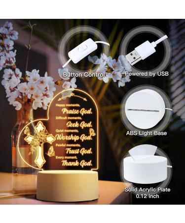 Engraved Christian Night Light - Inspirational Praying Words Gifts for Women | Religious Baptism & Christmas Gift - Buy Online on GoSupps.com