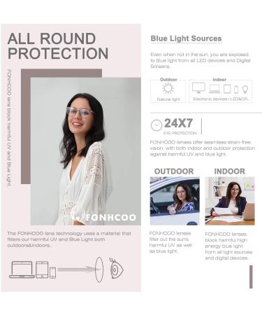 FONHCOO Women's TR90 Blue Light Filter Glasses - Lightweight Anti-Fatigue Computer & Gaming Goggles (Transparent Light Brown) - Buy Online on GoSupps.com