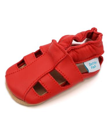 Dotty Fish Soft Leather Baby Shoes with Suede Soles. Toddler Sandals. Non-slip. 0-6 Months to 3-4 Years 2-3 Years Red