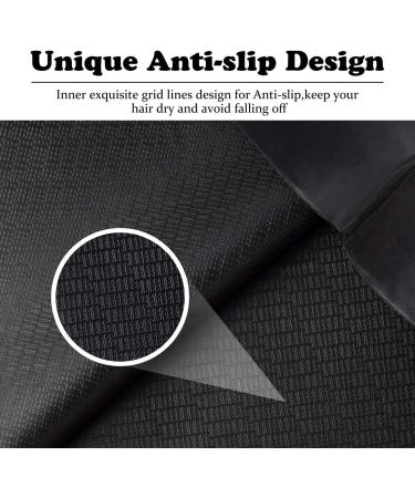 Silicone Swim Cap 2 Pack for Long Hair Women - Waterproof Durable & Anti-Slip - Keep Hair Dry - Easy On/Off - Black - Buy Online on GoSupps.com