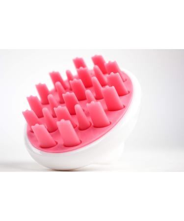 Zyllion Hair Shampoo Brush and Scalp Massager Care for Dandruff Removal, Scrubber, Hair Growth and Exfoliator with Flat and Pointed Soft Silicone Bristles for Women and Men - Pink (ZMA-12-PK)