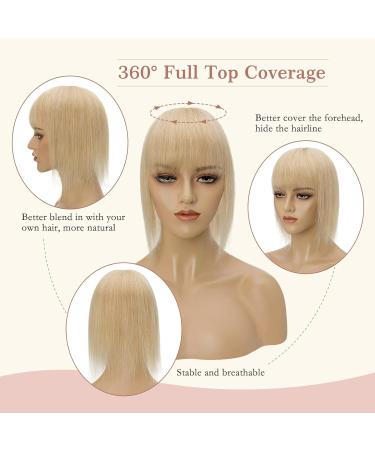 Elailite Human Hair Topper With Fringe Clip in For Women Thinning Hair - 100% Real Hair Invisible Toupee Mono Base Crown Hair Extension Hairpiece (#24 Natural Blonde 10 inch) - Buy Online on GoSupps.com