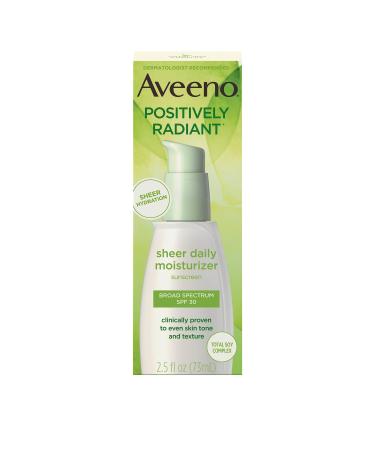 Aveeno Positively Radiant Sheer Daily Moisturizing Lotion for Dry Skin with Total Soy Complex and SPF 30 Sunscreen  Oil-Free and Non-Comedogenic  2.5 fl. oz