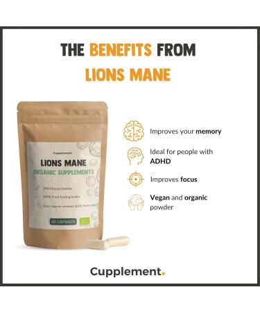 Cupulated L wen Mane Capsules - Bio Superfood Supplement (60 Pieces 500mg) - Hericium Erinaceus - Take 2 Daily - No Powder - Buy Online on GoSupps.com