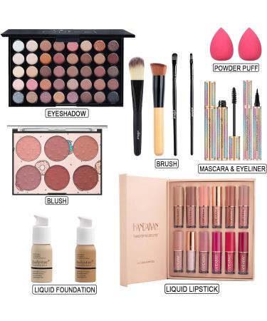 RoseFlower Makeup Kit for Women Full Kit All in One Makeup Gift Set for Teen Girl Beginner Make up Set with Eyeshadow Palette Lipstick Liquid Foundation Mascara Eyeliner Blush Powder Puff Brush 151 - Buy Online on GoSupps.com