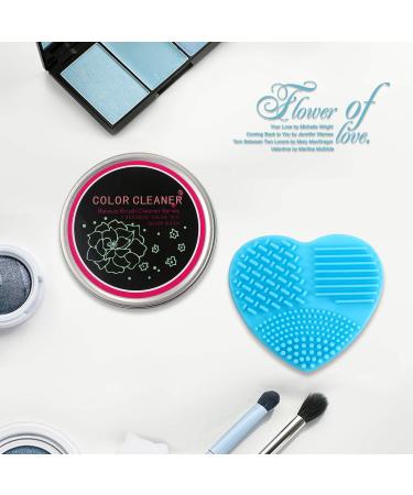 Vtrem Heart Shaped Makeup Brush Cleaner Pad & Sponge Dual Use Silicone Tool for Easy Brush Cleaning (Blue - Buy Online on GoSupps.com