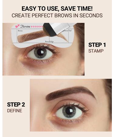Eyebrow Stamp Stencil Kit - 1 Step Brow Stamping with 25 Stencils - Long-Lasting & Waterproof in Black Grey - Buy Online on GoSupps.com