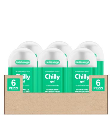 Chilly Chilly Cleansing Gel in a fresh anti-odor formula with a pH of 5 for long-lasting natural freshness and clinically tested menthol 6 x 300ml bottles