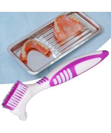 Denture Cleaning Brush - Dual Head Toothbrush for False Teeth Portable & Double Sided for Partial & Full Dentures - Buy Online on GoSupps.com