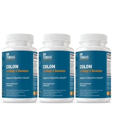 Dr. Tobias Colon 14 Day Cleanse Advanced Gut Cleanse Detox for Women & Men with Cascara Sagrada Psyllium Husk Senna Leaf & Probiotics Non-GMO Colon Cleanse 3 Bottles of 28 Capsules Each 28 Count (Pack of 3)