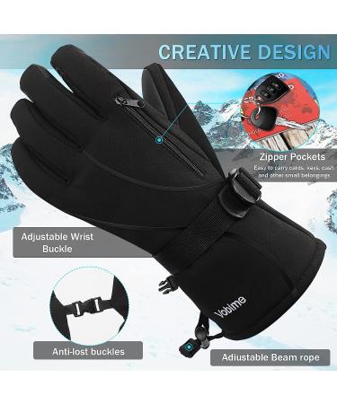 Winter Ski Gloves Waterproof & Windproof - Warm Touchscreen Snowboard Gloves for Men, Women & Boys - Breathable Snowboarding Glove with Wrist Leashes in Black - Medium - Buy Online on GoSupps.com