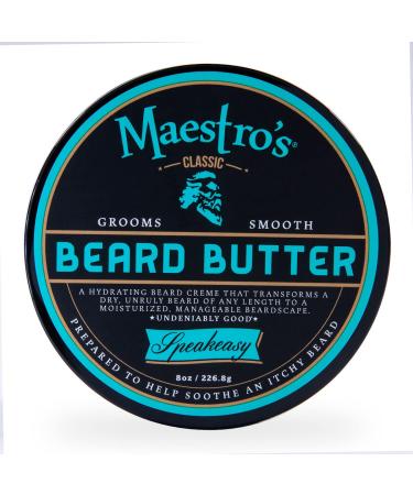 Maestro’s Classic BEARD BUTTER | Anti-Itch, Extra Soothing, Hydrating Beard Creme For All Beard Types & Lengths- Speakeasy Blend, 8 Ounce Speakeasy 8 Ounce (Pack of 1)