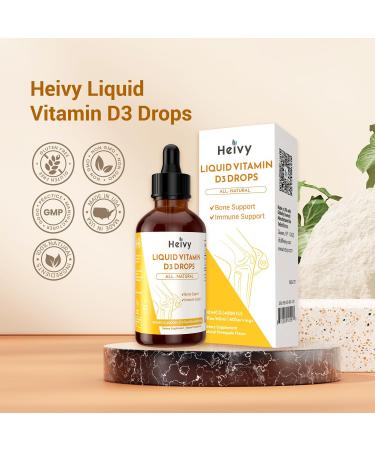 Heivy Liquid Vitamin D Drops 4000 IU (100 mcg), Vitamin D3 for Bone Health Support, Pineapple Flavor Vegan VIT D3 Drops, Made in USA, 60 Servings 2 Fl Oz (60ml) - Buy Online on GoSupps.com