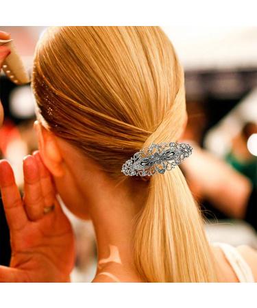 Vanyibro Vintage Flower Hair Barrette Antique Style Hair Clip for Women Sparkly Silver Crystal Grip Hair Accessory for Wedding Birthday Prom - Buy Online on GoSupps.com