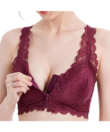 Mastectomy Bras for Women | Post-Surgery Padded Lace Bralettes with Pockets for Silicone Breasts - XL Purple - Buy Online on GoSupps.com