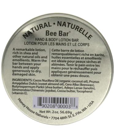 Honey House Naturals Bee Bar - Natural Large 2 Ounce | Luxurious Hand and Body Moisturizer - Buy Online on GoSupps.com